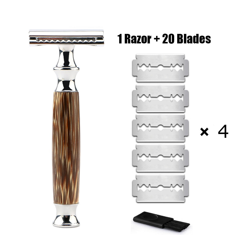 HAWARD Matte Black Safety Razor Fits All Double Edge Razor Blades Eco Friendly Shaving Razor,Made Of Bamboo&Copper,Zero Waste