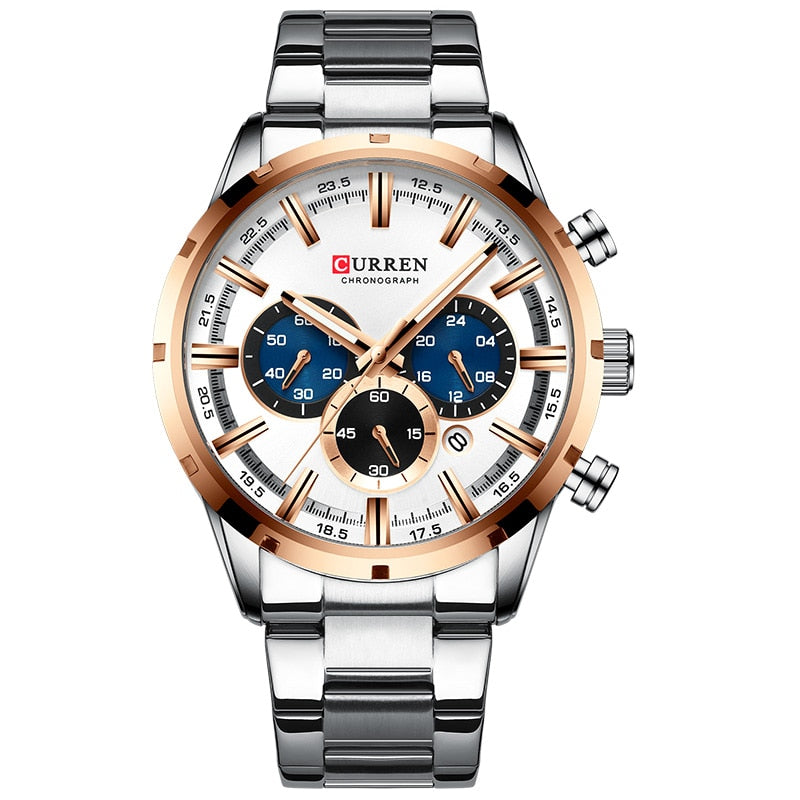 Men Watch Top Brand Luxury Sports Quartz Mens Watches Full Steel Waterproof Chronograph Wristwatch Men Relogio Masculino