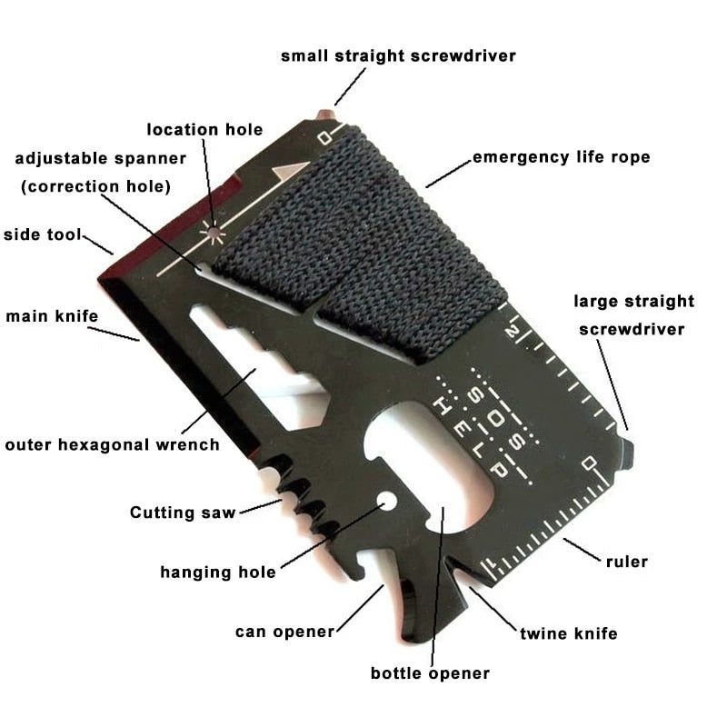 EDC Credit Card Multifunctional Pocket Hunting Outdoor Sports Camping Hiking SOS Survival Rescue Emergency Tools MJ