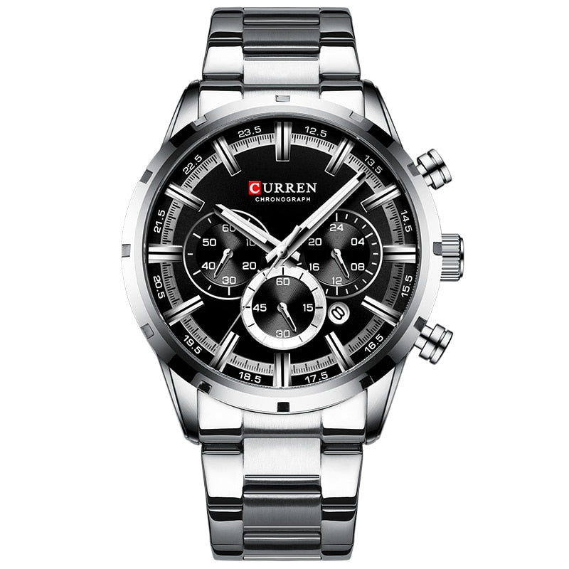 Men Watch Top Brand Luxury Sports Quartz Mens Watches Full Steel Waterproof Chronograph Wristwatch Men Relogio Masculino