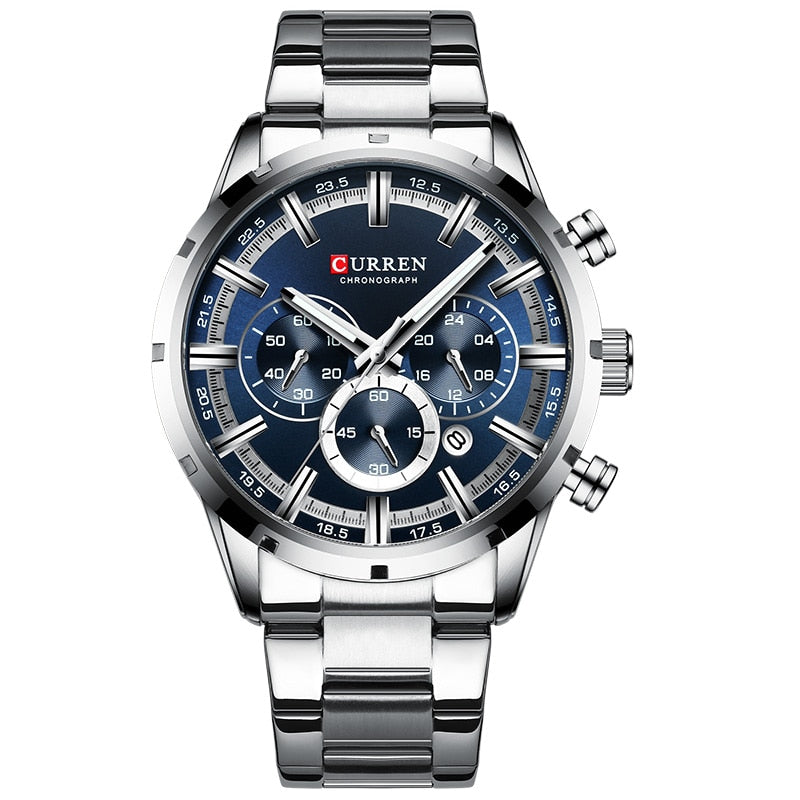 Men Watch Top Brand Luxury Sports Quartz Mens Watches Full Steel Waterproof Chronograph Wristwatch Men Relogio Masculino