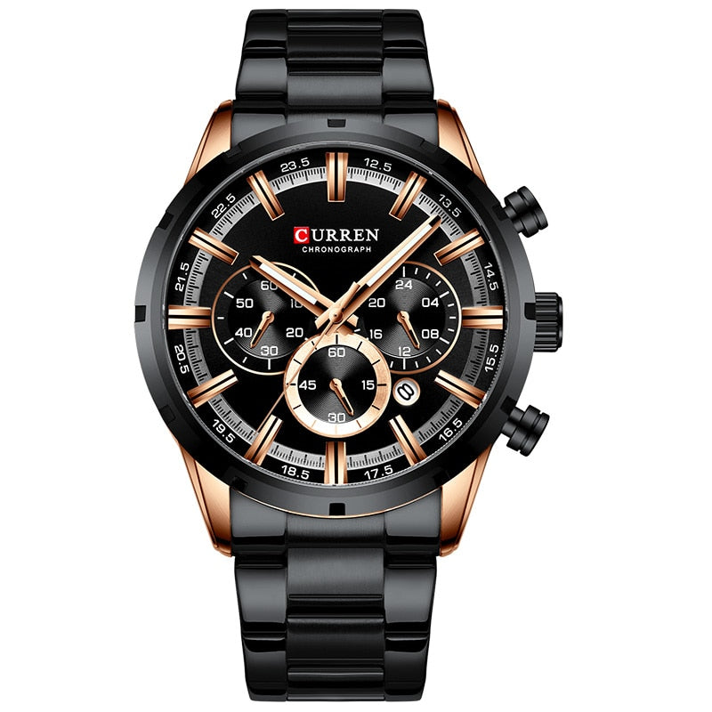 Men Watch Top Brand Luxury Sports Quartz Mens Watches Full Steel Waterproof Chronograph Wristwatch Men Relogio Masculino