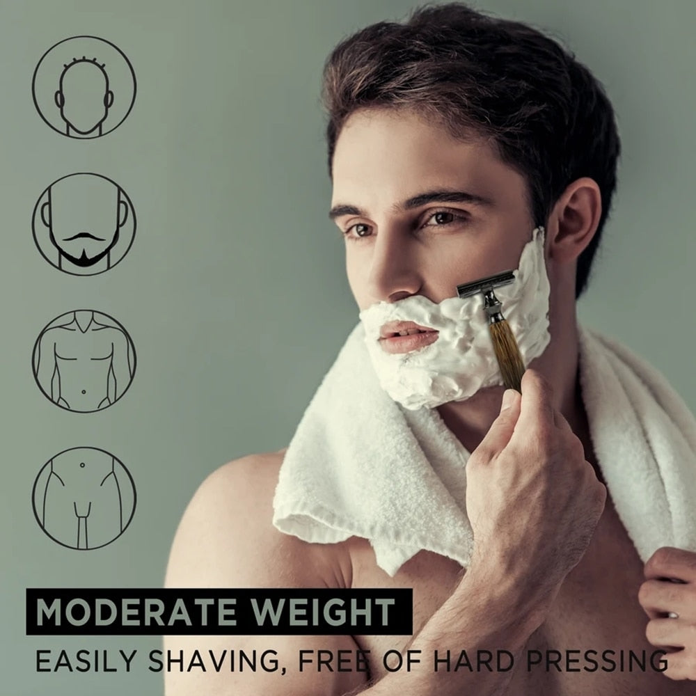 HAWARD Matte Black Safety Razor Fits All Double Edge Razor Blades Eco Friendly Shaving Razor,Made Of Bamboo&amp;Copper,Zero Waste